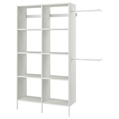 AURDAL white storage system, adjustable shelves, segmented design, metal frame, legs, closet organiser.
