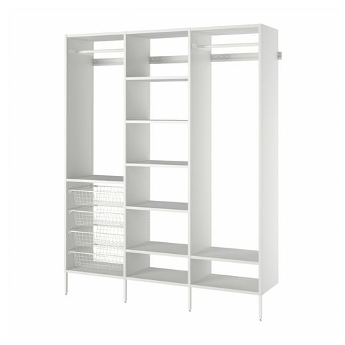 White AURDAL closet system, modular storage with shelves, drawers, and hanging rails.