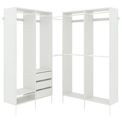 White AURDAL customizable closet system with shelves and drawers.