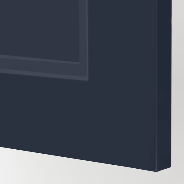 Close-up of dark blue cabinet, smooth finish, clean edges, high-quality look.