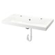 A BACKSJÖN white marble sink with sleek design, modern look, and integrated marble basin, suitable for wash-stands.