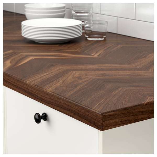 BARKABODA Countertop, walnut/veneer, 98x1 1/2 "