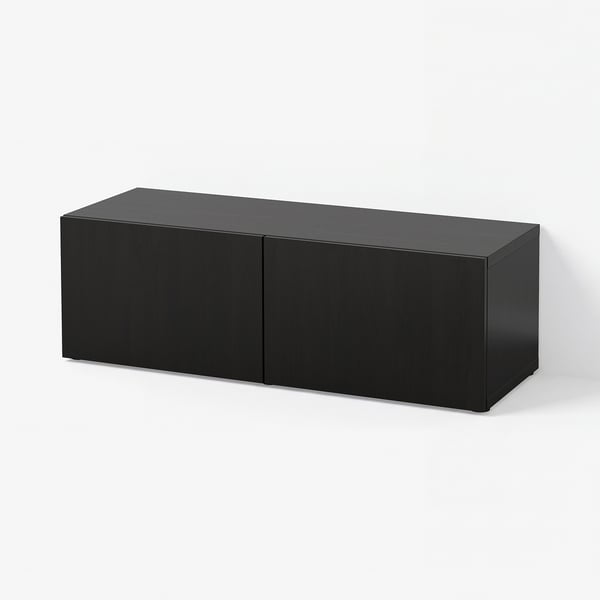 BESTÅ Shelf unit with doors, black-brown/Lappviken black-brown, 47 1/4x16 1/2x15 "