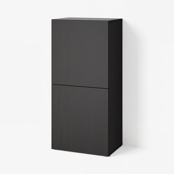 BESTÅ Shelf unit with doors, black-brown/Lappviken black-brown, 23 5/8x16 1/2x50 3/4 "