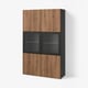 BESTÅ Storage combination w/glass doors, black-brown Lappviken/brown walnut effect, 47 1/4x16 1/2x76 "