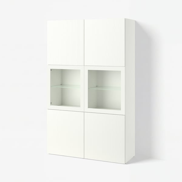BESTÅ Storage combination w/glass doors, white/Förvaltare white, 47 1/4x16 1/2x76 "