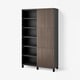 BESTÅ Storage combination with doors, black-brown Björköviken/brown stained oak veneer, 47 1/4x16 1/2x79 1/2 "