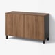 BESTÅ Storage combination with doors, black-brown Lappviken/Stubbarp/brown walnut effect, 47 1/4x16 1/2x29 5/8 "