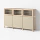 BESTÅ Storage combination with doors, white stained oak effect/Krukmakare beige, 70 7/8x16 1/2x44 1/8 "