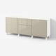 BESTÅ Storage combination with drawers, white/Selsviken/Stubbarp high-gloss/beige, 70 7/8x16 1/2x29 1/8 "