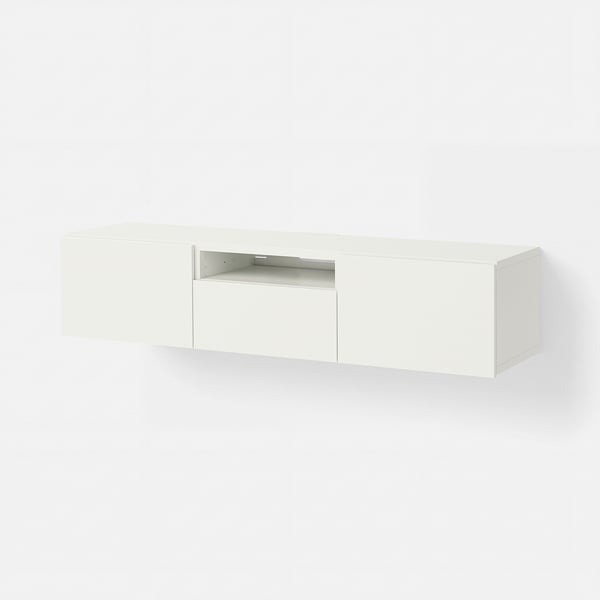 BESTÅ TV bench, white/Lappviken white, 70 7/8x16 1/2x15 3/8 "