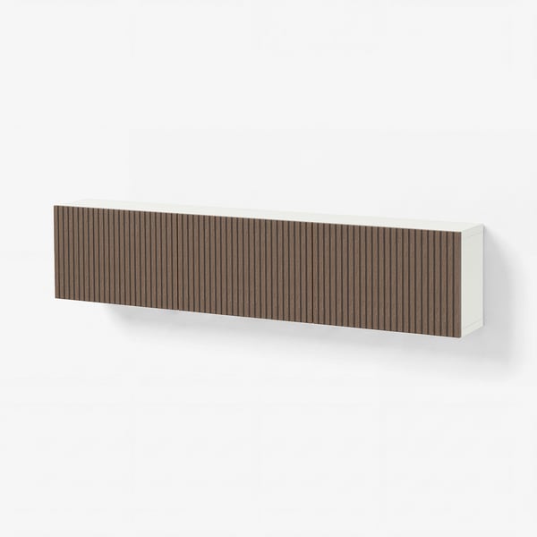 BESTÅ Wall-mounted cabinet combination, white brown/Björköviken stained oak veneer, 70 7/8x8 5/8x15 "