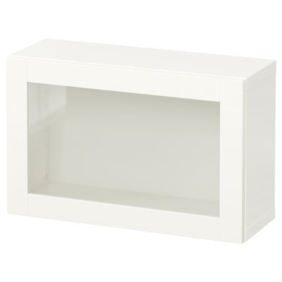 White BESTÅ shelf with glass door, rectangular shape, modern design.