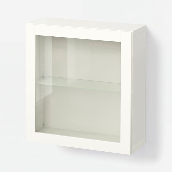 BESTÅ Wall-mounted cabinet combination, white/Sindvik white clear glass, 23 5/8x8 5/8x25 1/4 "