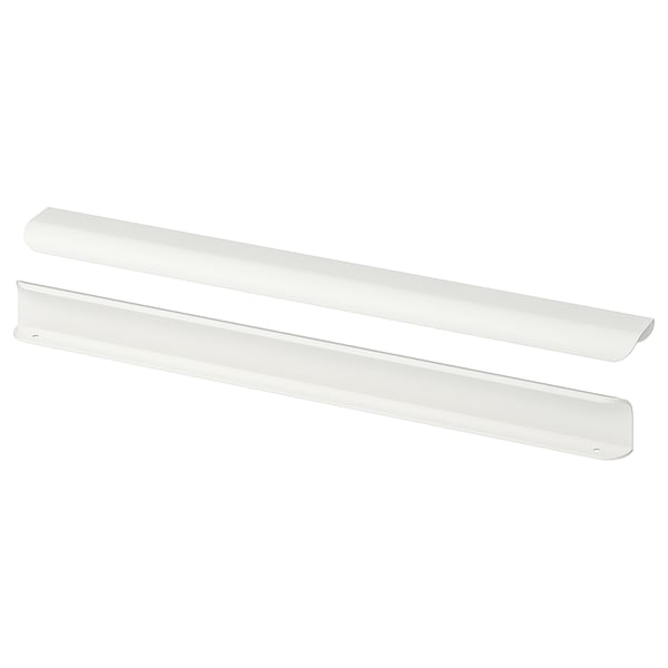 Two modern, white, minimalist, rectangular handles made of powder-coated aluminium.