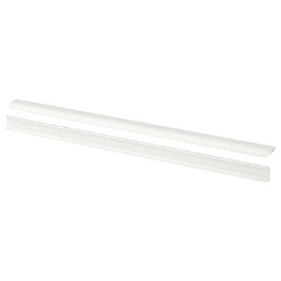 Two white rectangular aluminium handles positioned horizontally. Modern minimalist design, powder-coated.