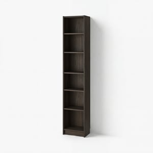 BILLY bookcase - 6 empty shelves, dark brown, simple design.