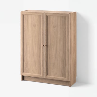 BILLY / OXBERG Bookcase with doors, oak effect, 31 1/2x11 3/4x41 3/4 "