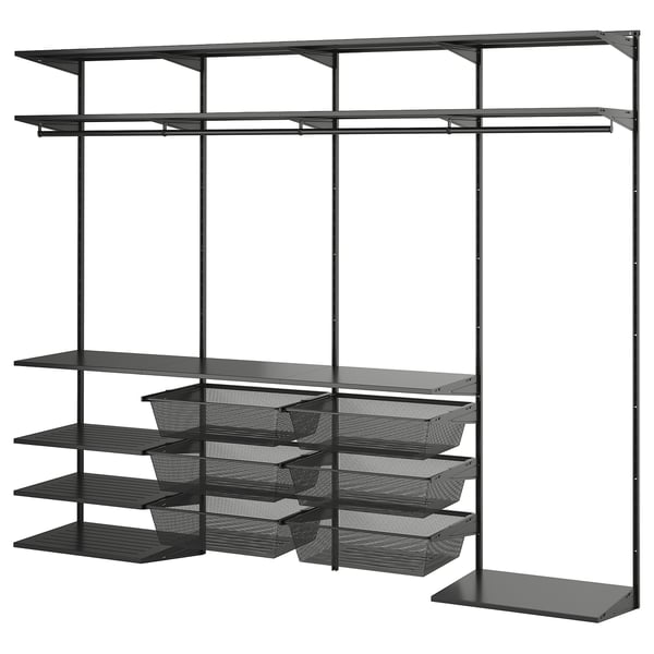 BOAXEL Wardrobe combination, anthracite, 96 3/8x15 3/4x79 "