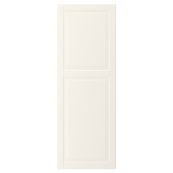 A BODBYN cabinet door in cream off-white, featuring bevelled panels and a smooth lacquered surface.