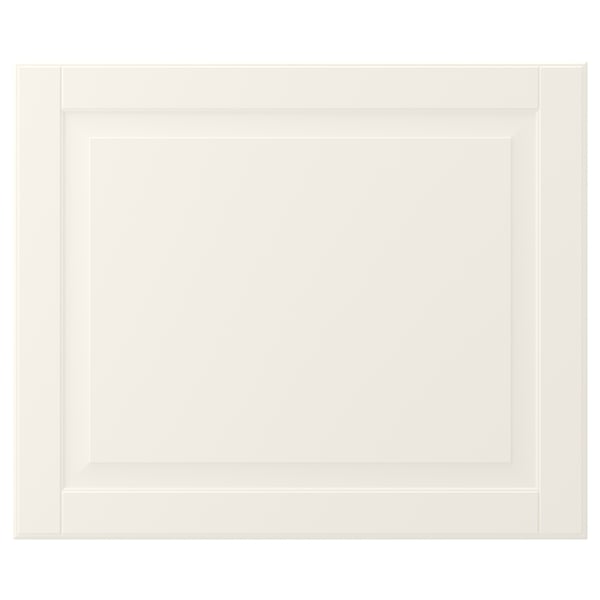 BODBYN off-white cabinet door. Classic design with bevelled panels, smooth lacquered surface.