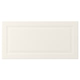 BODBYN off-white cabinet door, rectangular with bevelled edges, smooth lacquered surface.