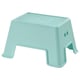 A BOLMEN step stool in teal, made of recycled plastic, featuring a non-slip top and sturdy base.