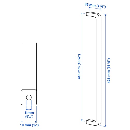 Illustration with measurements for the product: BORGHAMN.