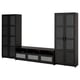 A black BRIMNES storage set with glass doors and drawers, suitable for living rooms.
