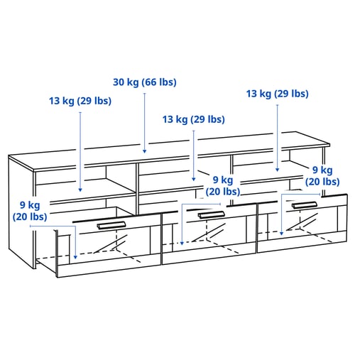 BRIMNES TV storage combination/glass doors, white, 133 7/8x16 1/8x74 3/4 "