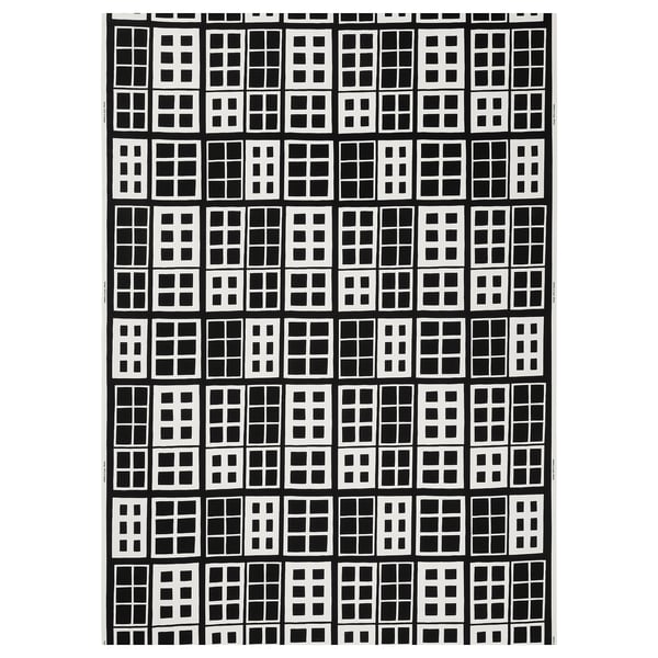 BROKAKLEJA, black/white fabric, pre-cut, window pane pattern, cotton, square design.