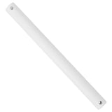 White ceiling fan down rod, cylindrical shape, steel core; extends fan reach.