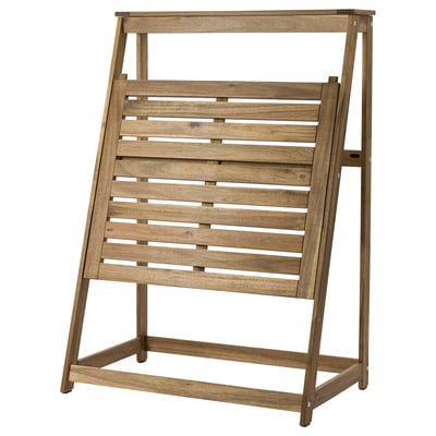 DJUPÖN foldable acacia table: brown, rectangular, slatted design, perfect for small spaces.