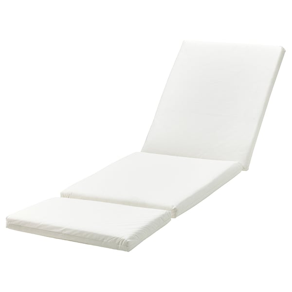 DUVHOLMEN: white outdoor chaise lounge cushion. Rectangular, with smooth edges.