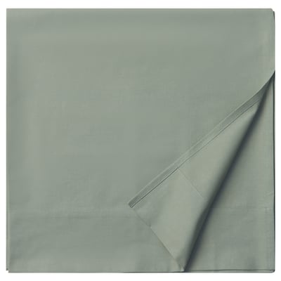 A light green DVALA flat sheet made of 100% cotton, folded neatly.