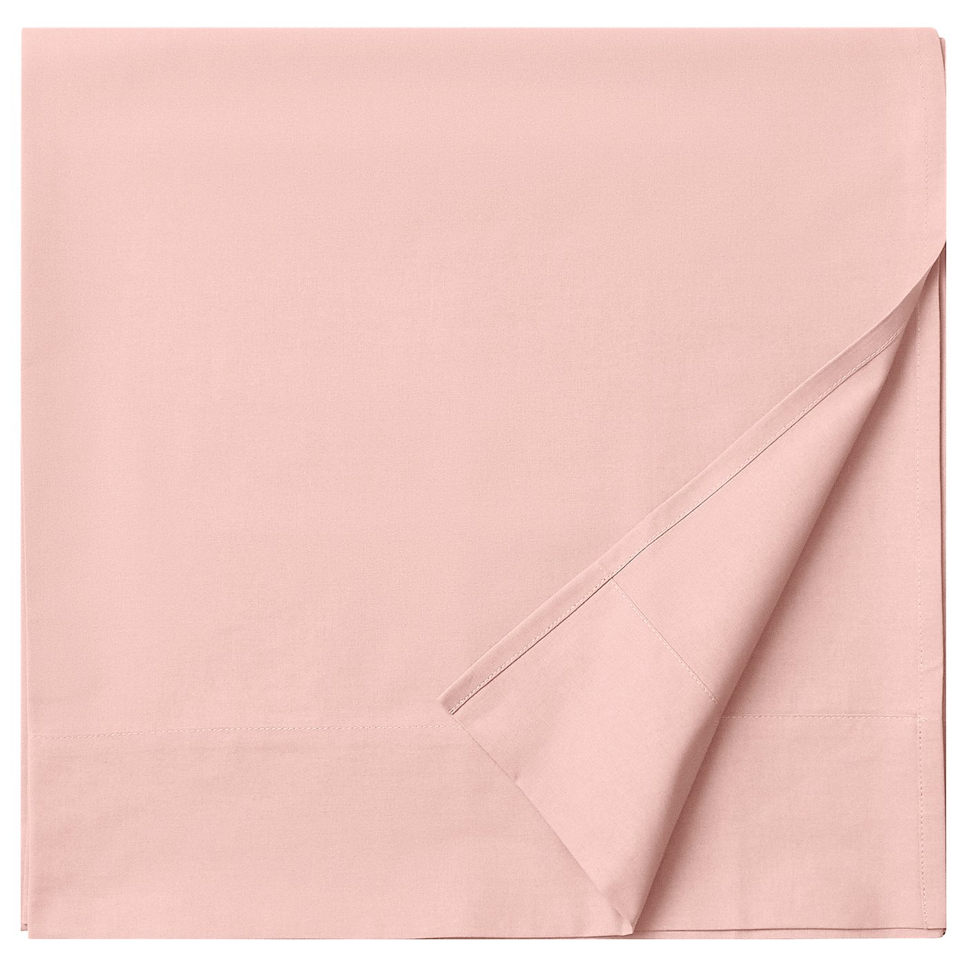 A light pink DVALA flat sheet, made from 100% cotton, neatly folded.