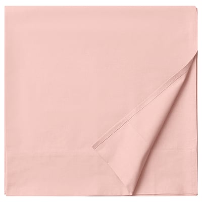 Light pink DVALA cotton flat sheet, rectangular, simple.