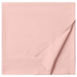 A light pink DVALA flat sheet, made from 100% cotton, neatly folded.
