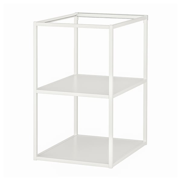 White ENHET kitchen storage unit, open frame with 2 shelves.