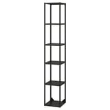 Black metal shelf unit with 5 shelves