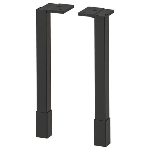 Two black ENHET metal legs for cabinet bases, rectangular shape, modern design.