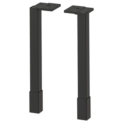 Two black ENHET metal legs for cabinet bases, rectangular shape, modern design.