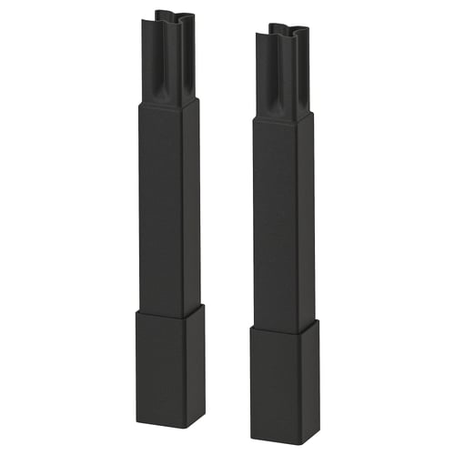 Black ENHET kitchen frame legs, minimalist sleek design, adjustable height.