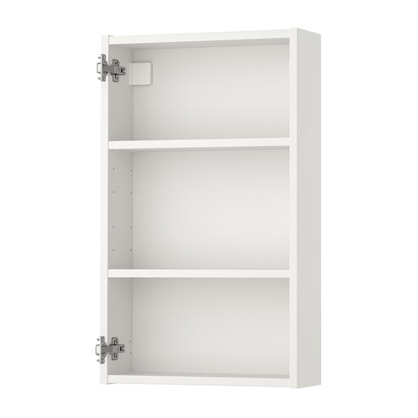 An ENHET white wall cabinet, slim and empty with two shelves, perfect for storage and organisation.