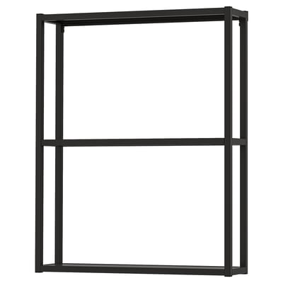 ENHET black metal storage rack, 3 shelves, industrial design.