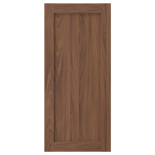 ENKÖPING brown walnut cabinet door, wood-like foil, rectangular with simple frame.
