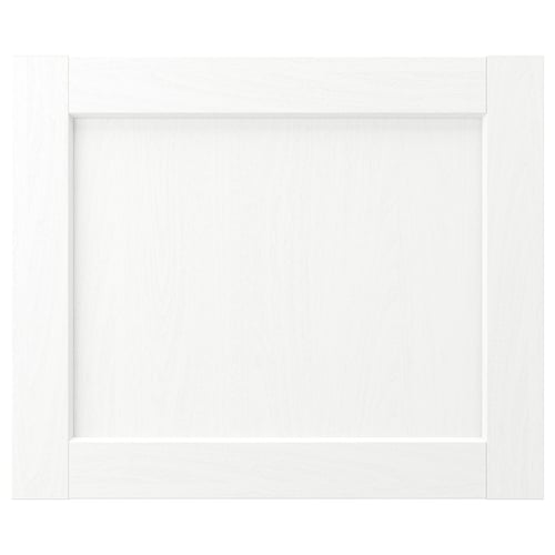 ENKÖPING white cabinet door; rectangle shape, wood-like grain foil, simple frame design.