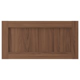 Brown walnut ENKÖPING cabinet door, framed with woodgrain foil for durability and easy cleaning.