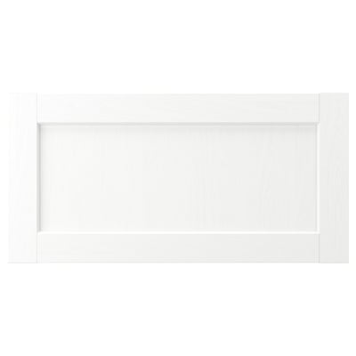 White ENKÖPING cabinet with classic, rectangular shape and subtle wood grain texture.