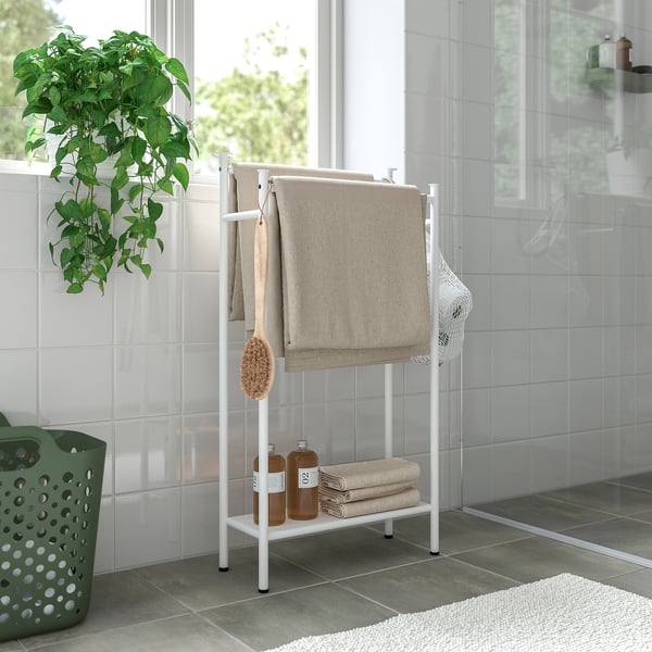 ENUDDEN Towel stand with 2 rails, white, 18 1/2x33 1/2 "